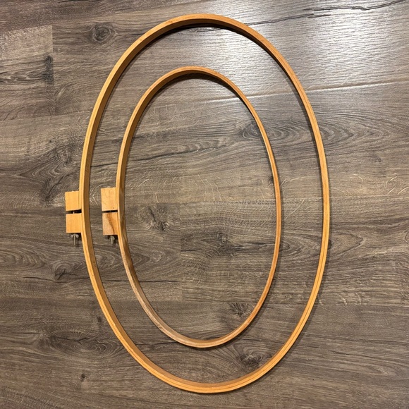 Vintage Embroidery Hoops Wooden Oval -Set Of 2-Large Oval 27”- Med Oval 20” - Picture 2 of 10